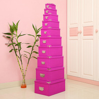 Boîte de rangement en papier avec poignée, organiseur de maison, coffret cadeau surprise, lot de 10 boîtes cadeaux imbriquées pour emballage de cadeaux d'anniversaire et de fêtes