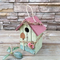 Personnalisable bricolage petite maison d'oiseau en bois extérieur motif imprimé Cage à oiseaux en bois avec conception suspendue pour ornement de jardin