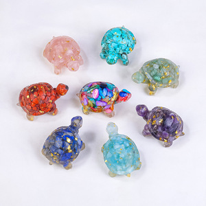 Piedra curativa hecha a mano, decoración de <span class=keywords><strong>tortuga</strong></span>, Chips de cristal Natural, resina epoxi, estatuilla de <span class=keywords><strong>tortuga</strong></span> para Feng Shui - Product Image 3