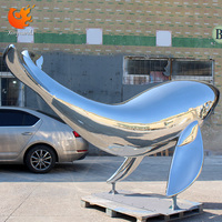 Escultura de Delfín y Ballena en Acero Inoxidable Pulido Personalizada para Decoración de Paisajes Exteriores