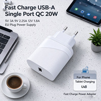 Alimentation électrique en vrac, type C, port unique, 20W 5V 3A 9V 2.25A 12V 1.8A, prise EU, pour la charge de smartphones et tablettes, chargeur de téléphone