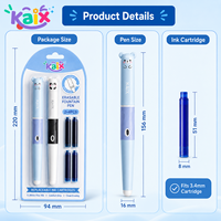 Stylo plume effaçable à pointe rétractable KAIX, vente en gros, avec cartouche d'encre remplaçable, idéal pour l'écriture scolaire des étudiants