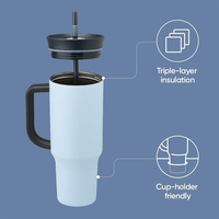 Botol Minum Tumbler Stainless Steel Kapasitas 40oz dengan Pegangan, Model Klasik untuk Aktivitas Luar Ruangan, Laris Manis