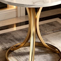 Moderner Luxuriöser Runder Marmor-Couchtisch mit Goldenem Metallrahmen Ecktisch für Apartment und Wohnzimmer