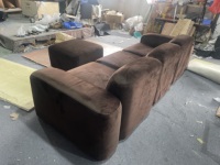 Canapé Chaise Longue à Trois Modules de Style Nordique avec Cadre en Bois et Revêtement en Tissu Éponge pour Salon, Hôtel, Salle à Manger, Villa