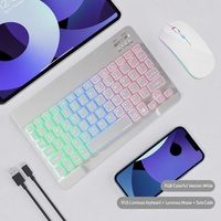 Mouse dan Keyboard Nirkabel Backlight untuk Tablet PC, Smartphone, dan Komputer Windows, iOS, Android, Kombinasi Mouse dan Keyboard Mini BT