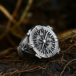 Anillos de Dedo con Brújula de Acero Inoxidable, Joyería Vintage para Hombre - Product Image 1