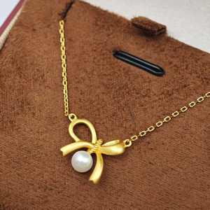 Collar con Colgante en Forma de Lazo Chapado en Oro de Plata 925 de UM Jewelry, Perla Natural de Agua Dulce, Unisex/Hombre/Mujer, Regalo - Product Image 4