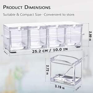 Ensemble d'organisateurs de pots à épices hermétiques en acrylique transparent moulé par injection, de qualité alimentaire, pour le rangement moderne de la cuisine - Product Image 2