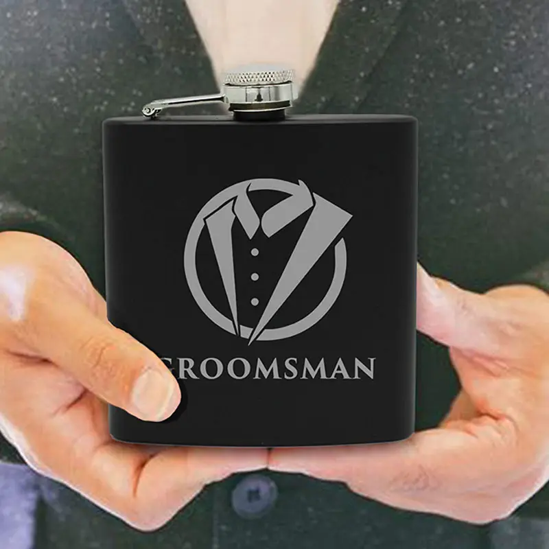 Police de Caractères Téléchargement Gratuit Stainless Steel Hip Flask Giveaway Gift For Groomsmen
