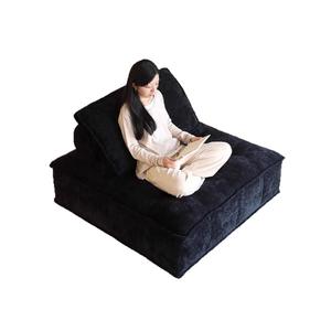 Canapé modulaire en tissu Piedmont Block, une ligne carrée, chenille noire, style minimaliste, pour salon - Product Image 5