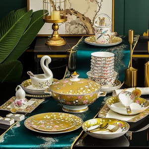 Ensemble cadeau de vaisselle en céramique de Jingdezhen, assiettes de table Phnom Penh pour la maison, bol en porcelaine motif floral et oiseaux, bol en porcelaine fine, offre spéciale - Product Image 3