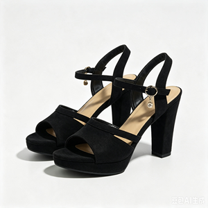 <span class=keywords><strong>Chaussures</strong></span> de mariage <span class=keywords><strong>noires</strong></span> <span class=keywords><strong>chic</strong></span> à double bride, bout ouvert, plateforme, talons carrés avec boucle ornée de cristaux, pour soirées romantiques, tenues d'été urbaines - Product Image 1