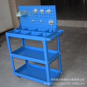 Chariot à outils en métal à quatre roues double face rouge/bleu, chariot en acier à 3 étagères, roulettes, 6,9 kg, léger, OEM pour le stockage en garage de bricolage - Product Image 2