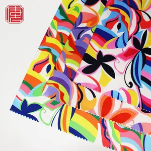 Wholesale 100% Polyester Satin Silk Printed Fabric Leaf Digital Printing by Yard for Girls' Dresses