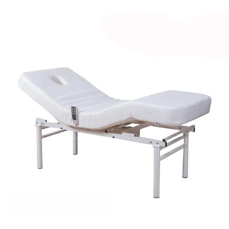 Factory price hot selling white salon furniture with wired handset electric adjustable bed for beauty parlor