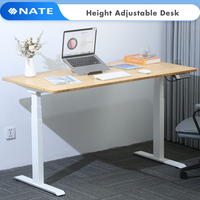 Bureau debout électrique réglable en hauteur, bureau assis-debout, 2 pieds, 2 moteurs, charge 120 kg, 30 mm/s, bureau ergonomique