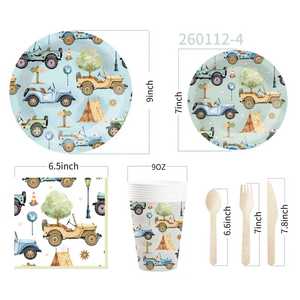 DAMAI - Vajilla para Fiestas Infantiles con Temática de Camiones, Incluye Platos, Vasos y Servilletas de Papel, para 8 Personas - Product Image 6
