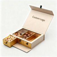 Boîte cadeau personnalisée multi-compartiments pour noix, carton rigide avec tiroirs, emballage de fruits secs de luxe, logo personnalisé OEM