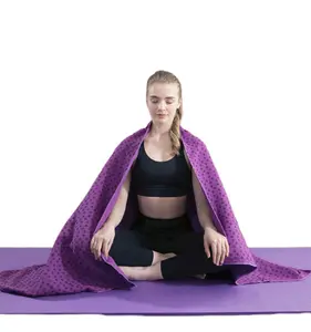 环保热卖超细纤维瑜伽毛巾防滑硅胶圆点热瑜伽毛巾