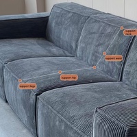Canapé modulaire confortable en tissu avec dossier en forme de L, rembourrage en mousse à mémoire de forme, pour hôtel d'appartements moderne