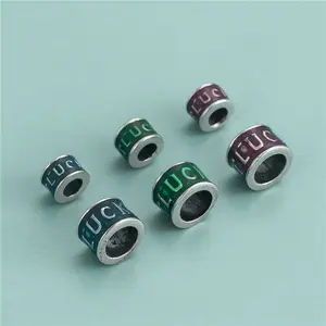 Wholesale 925 Sterling Silver Oil Drip Enamel Round Spacer Beads For Pendant Necklace Bracelet Jewelry Making Supplies