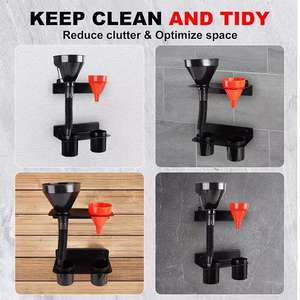 Support mural double pour entonnoirs, kit d'organisation pour entonnoirs de vidange de liquides avec support de rangement détachable pour gobelets à huile - Product Image 5
