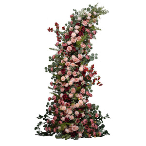Arreglo Floral Moderno de Lujo Premium en PU con Plantas Verdes y Cuernos Rojos, Decoración de Fondo para Escenario de Boda, Hortensias y Rosas Artificiales - Product Image 5