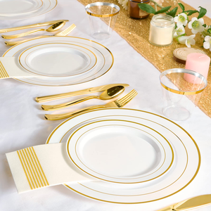 Ensemble de couverts en plastique élégant de 125 pièces, populaire pour 25 invités, robuste et idéal pour les mariages, les réceptions et la restauration - Product Image 3
