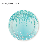 Vaisselle Thème Série Diamant, Fournitures de Fête Diamant Turquoise, Assiette de Dîner pour Fête
