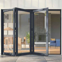 Porte pliante en alliage d'aluminium étanche aux ouragans Patio en verre Bi Porte pliante américaine en aluminium pliante