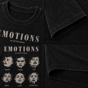 Camiseta Gráfica de Manga Corta Oversize para Hombre Emotions, Cuello Redondo, Algodón Jersey, Estilo Urbano, Estampado Lavado Frontal, Corte Regular - Product Image 4
