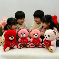 Peluche pour machine à griffes, ours en peluche avec oreilles à paillettes et coussin en forme de cœur, animal en peluche mignon pour enfants