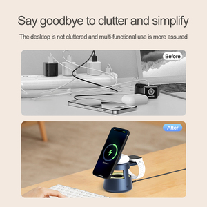 Estación de carga inalámbrica magnética 4 en 1 de nuevo diseño con luz nocturna PD compatible con <span class=keywords><strong>iPhone</strong></span> 14 15 16 Series e IWatch - Product Image 4