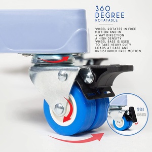 Roulettes à double roue en acier revêtu de Zinc, 2 pouces, 50mm, pièces, en Pvc bleu, <span class=keywords><strong>support</strong></span> de réfrigérateur, meubles - Product Image 4