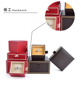 <b>Red</b> PU Leather Luxury Jewelry Packaging <b>Paper</b> Box Modern Design Pendant Necklace Bracelet Diamond Ring Bangle PU Leather Box Set - Product Image 5