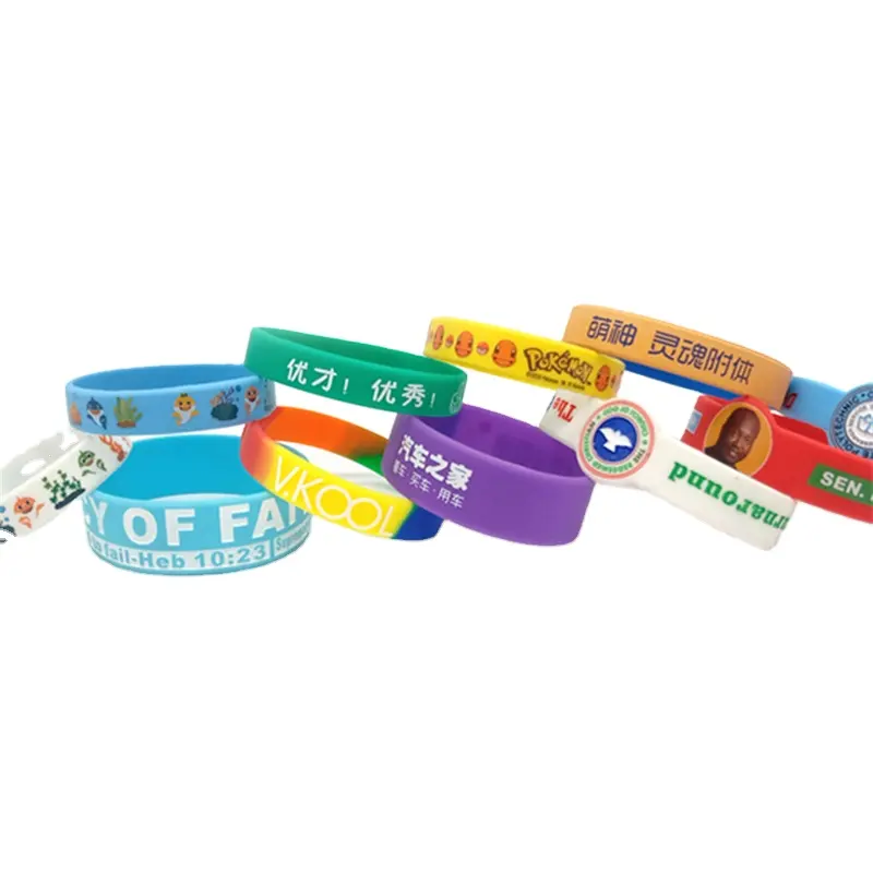 Festival de gel de sílice pulsera fiesta de entretenimiento niños adultos color silicona muñequeras logotipo personalizado