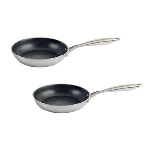 Ensemble de poêles à frire en acier inoxydable tricolore antiadhésif, compatible avec l'induction, résistant aux rayures et au lave-vaisselle - Product Image 1