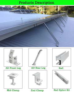 Supports de montage réglables pour panneaux solaires HF, jambes avant et arrière, pour toit plat, système solaire - Product Image 6