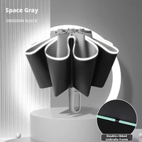 Parapluie pliant à double nervure résistant au vent, protection UV, compact, de voyage, avec bande réfléchissante, pour trajets quotidiens, pluie et soleil