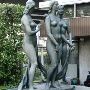 Blve Tuin Metalen Gieten Levensgrote Bronzen Sculptuur Van De Drie Gratiën Naakte Dame Standbeeld BSJ-259