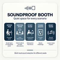 Pod Kantor Kedap Suara dari Kaca Tempered, Booth Telepon Akustik yang Dapat Dipindahkan untuk Studio Rekaman, Negosiasi, dan Rapat