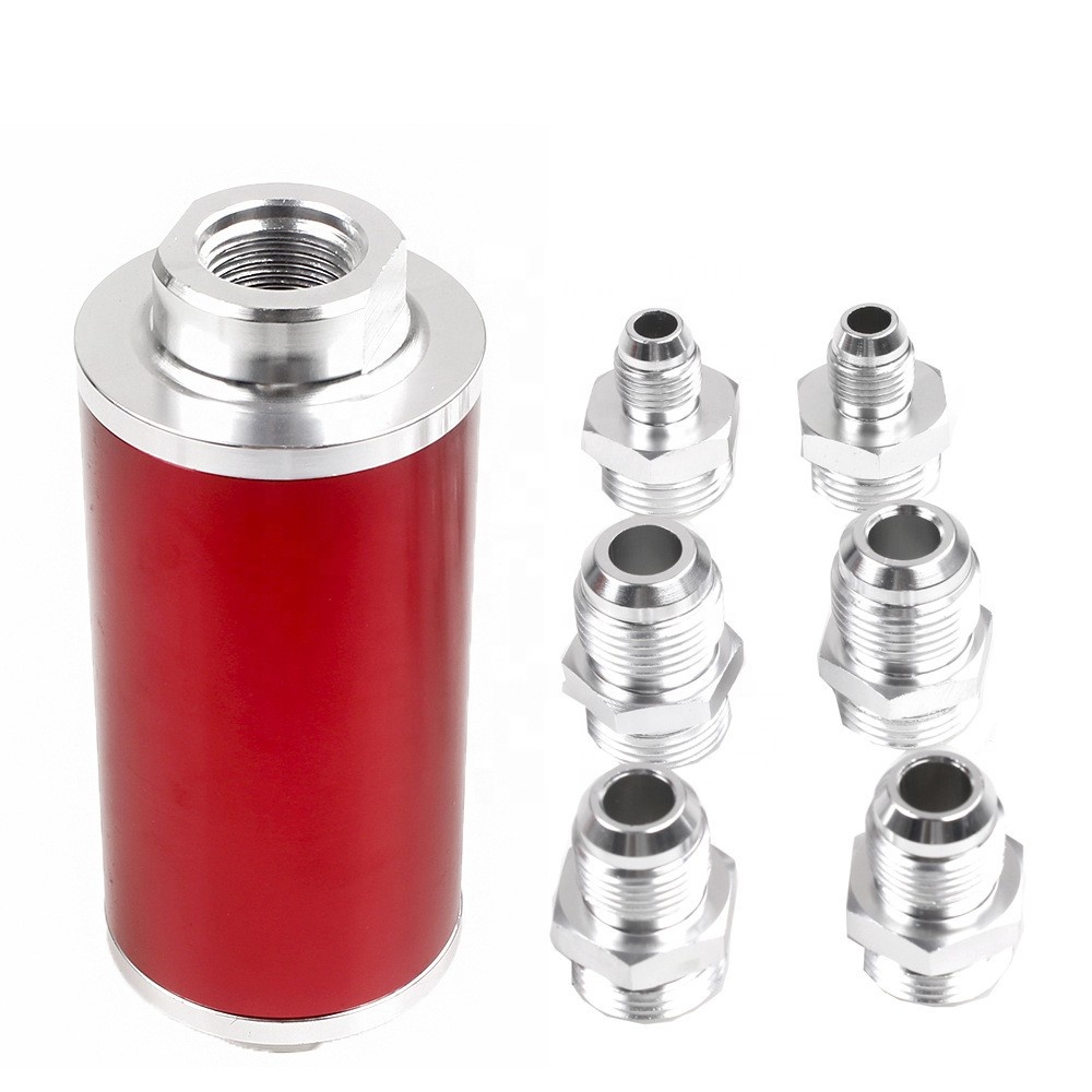 Universal Car Racing In-Line Fuel Oil Filter With AN10 AN8 AN6 Fittings Adapter