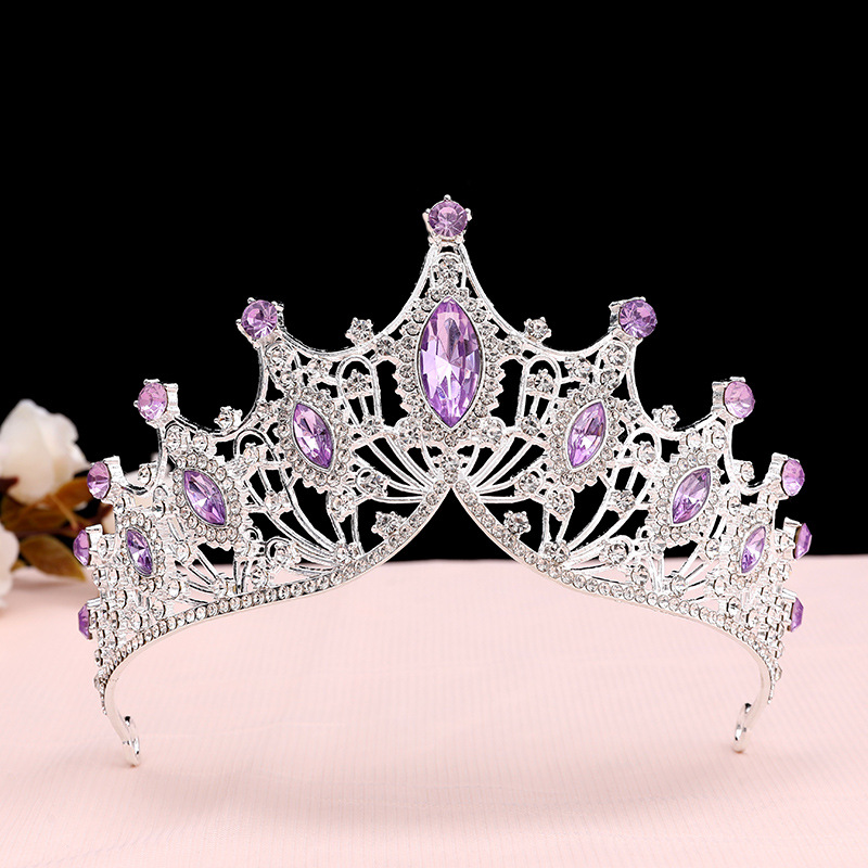 Tiara Lega Antiruggine MEZHEN Tiara Strass Diadema Sposa Corona Matrimonio Coroncine Principessa Tiara Copricapo Da Sposa Per Matrimonio Compleanno Verde Diadema Sposa Rosa
