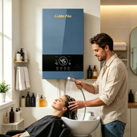 Chauffe-eau instantané mural noir 5500W avec écran tactile numérique, protection ELCB anti-choc, sans réservoir, pour salle de bain