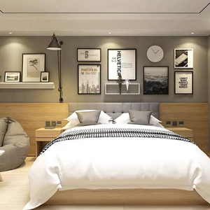 Melamine <strong>Hotel</strong> Rooms Furniture Wooden <strong>Bedframes</strong> With Headboard - Product Image 2
