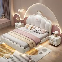 Lit de princesse flottant de luxe moderne avec barrières de sécurité, motif dessin animé mignon pour filles et adolescentes, lit suspendu pour chambre à coucher, disponible en tailles Queen et Twin pour enfants