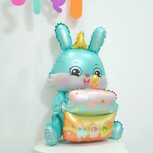 Globos 3D de película de aluminio para pastel de cumpleaños, decoración de conejito, globos de conejo, pastel de feliz cumpleaños, pollitos, suministros para fiesta de Pascua - Product Image 4