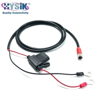 Kabel M8 3 Pin Male Lurus Custom dengan Kode A, dilengkapi Fuse Case dan Terminal Ring untuk Daya Sensor Otomotif
