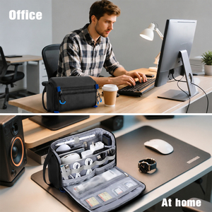 Étui de voyage pour organisateur électronique avec bandes élastiques pour câbles, chargeurs, cartes SIM, téléphone, Airpods, sac en nylon durable - Product Image 2